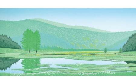 版画 「夏の想い出」グリーン額縁 | 版画 セリグラフ