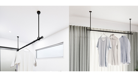 TOSO 簡単着脱・ゆれピタ機能がやさしい ランドリーバーLB-1 高さ25㎝ 伸縮ポール(Sサイズ付)黒