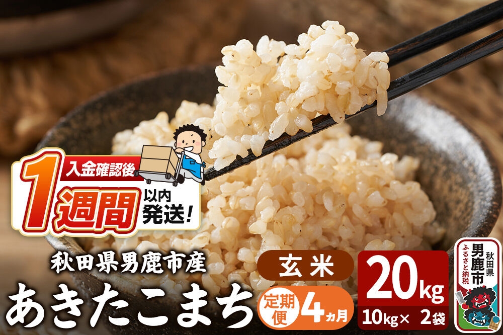
            令和7年産《定期便4ヶ月》あきたこまち 玄米 20kg（10kg×2袋） 吉運商店 秋田県 男鹿市 お米 お弁当 おにぎり
          
