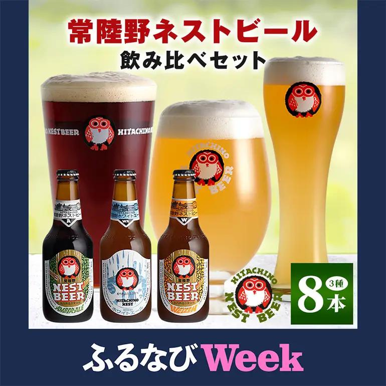 【ふるなびWEEK対象】クラフトビール 飲み比べ 8本セット 常陸野 ネストビール A08-010