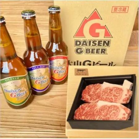 鳥取和牛ロースステーキ200g×2枚と大山Gビール3本【配送不可地域：離島・北海道・沖縄県・東北・信越、北陸】【1730819】