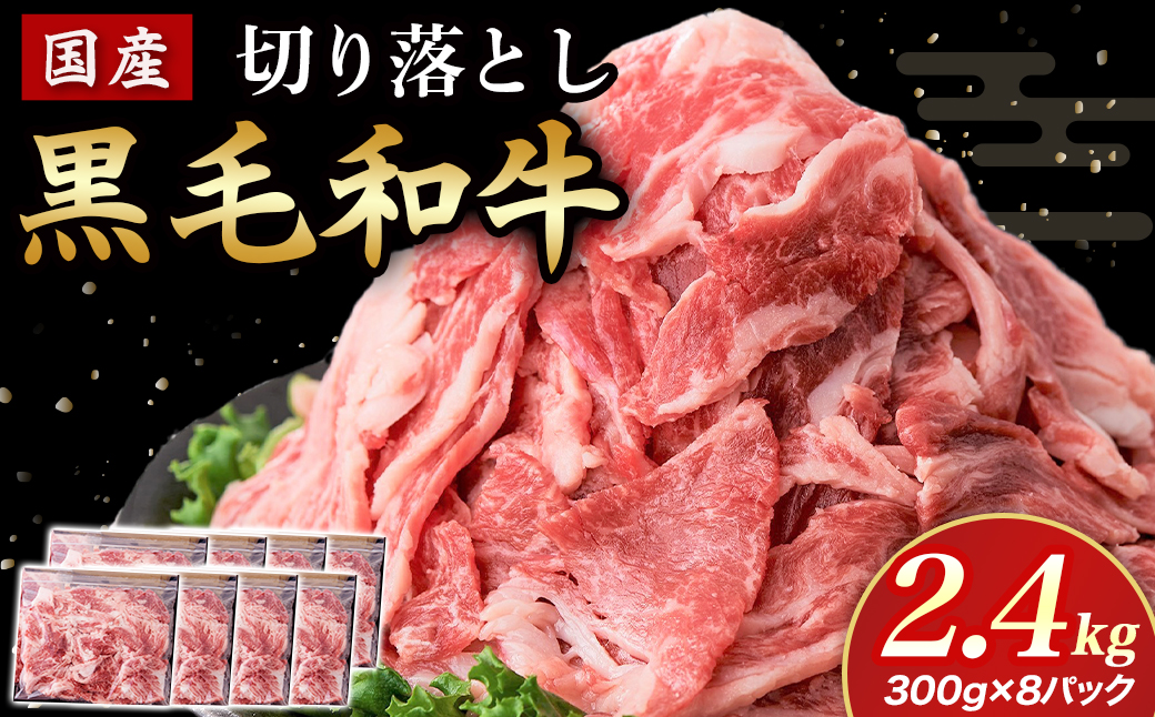 【E211】国産黒毛和牛切り落とし 2.4kg（ 国産 牛 牛肉 黒毛和牛 切り落とし 真空 小分け 冷凍 宮崎県 小林市 ）