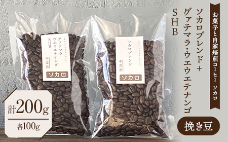 ソカロブレンド100g + グァテマラ ウエウエテナンゴ SHB100g ※挽き豆 【お菓子と自家焙煎コーヒー ソカロ】 F21U-610