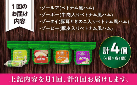 【全3回定期便】ベトナムハム Lサイズ 4種セット / ハム ベトナム料理 [BBBE013]