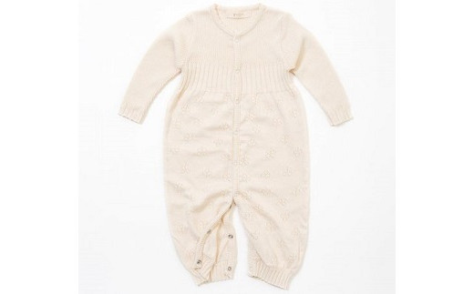 【ナチュラル】クローバー柄 2WAYオール CO-Ｗ42| ベビー ベビー服 赤ちゃん 新生児～ 1歳前後 服 ツーウェイオール  スナップ留め ドレス型 パンツ オーガニック 綿 日本製