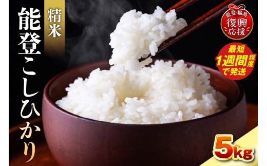 【スピード発送】令和7年産 能登コシヒカリ5kg（精米／残留農薬ゼロ） wa084-001-sp