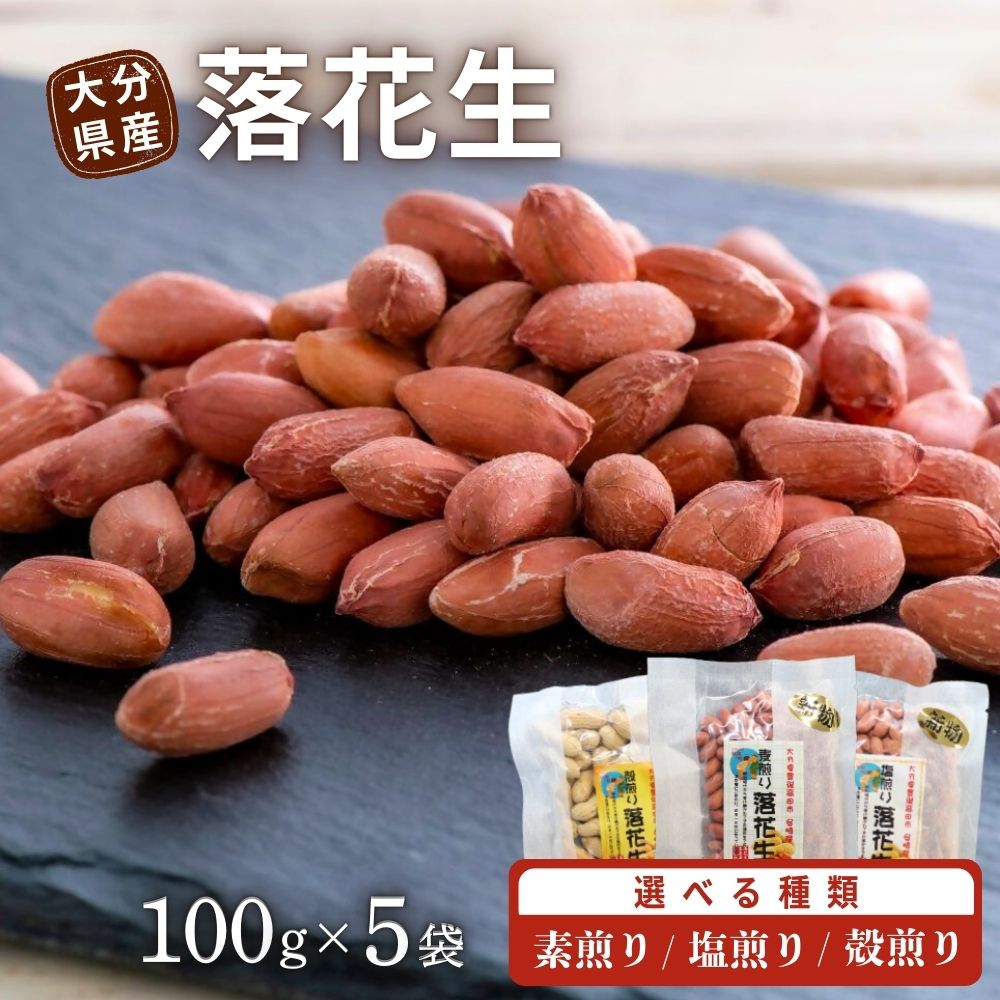 ぶんごたかだ特製 素煎り落花生 詰合せ 100g×5袋 豆 らっかせい ピーナッツ 殻なし 国産 お取り寄せ 味付けなし 素煎り 返礼品 お礼 ギフト