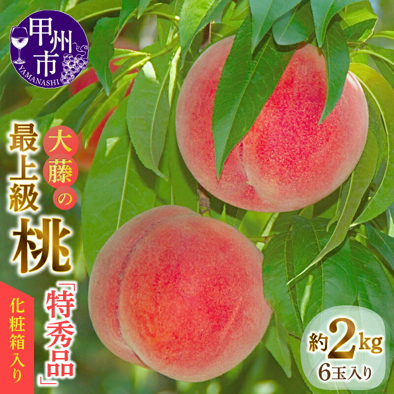 【ふるさと納税】 桃 2kg 6玉入り 果物 特秀品 甲州市産 厳選 旬 採れたて フルーツ もも デザート 新鮮 完熟 透過式光センサー選別 化粧箱入り 大藤の桃 白鳳系 白桃系 期間限定 数量限定 贈答 ギフト 家庭用 7月 8月 発送 山梨県 甲州市 【2025年発送】 （MG） 【B12-474】