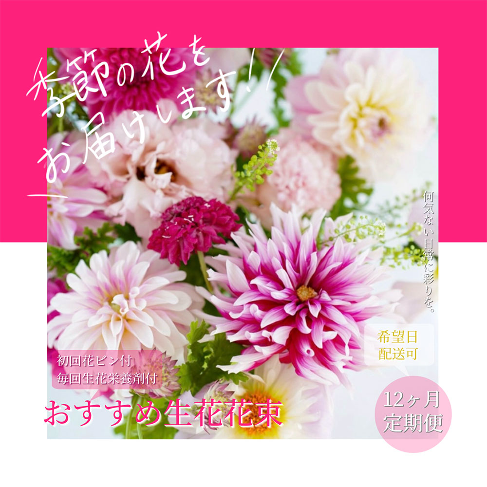 《12ヶ月定期便 》芸西村産季節の花束・フラワーアレンジメント（ブルースター・トルコキキョウ・ダリヤ）【生産者直送】_イメージ2