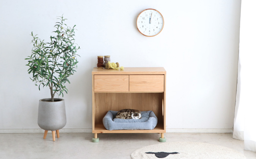 【東馬家具】TRM019 まるみえチェスト【天然木 ナチュラルデザイン 収納アイテム オープンスペース 猫 便利 キュート 完成品 脚のみ取付】(H060616)