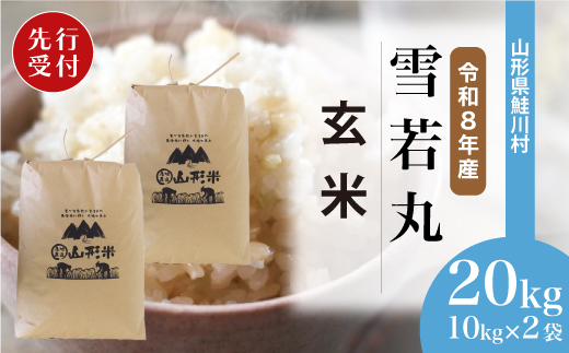 ＜令和8年産米先行受付＞ 令和9年6月下旬発送　雪若丸 【玄米】 20kg （10kg×2袋） 鮭川村
