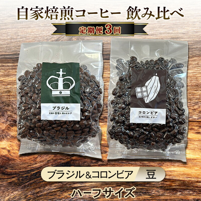 【ふるさと納税】【厳選2種】ビター飲み比べセット・自家焙煎コーヒー（ハーフサイズ豆）(ブラジル125g、コロンビア120g) 珈琲