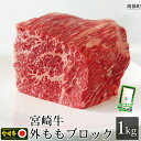 【ふるさと納税】＜宮崎牛外ももブロック1kg+パタゴニア天然塩付き＞ ※3か月以内に順次出荷します！ ソトモモ 赤身 塊肉 黒毛和牛 牛肉 パタゴニア湖塩 特産品 牛乃屋 キャンプ 宮崎県 高鍋町 【冷凍】