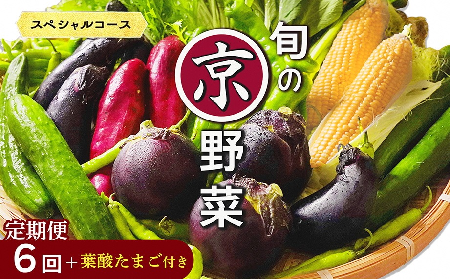 【6回定期便】旬の京野菜　毎月お届けスペシャルコース（全6回）＆『葉酸たまご』10個入り×1パック×3回分付き  ※沖縄・離島・諸島へのお届け不可