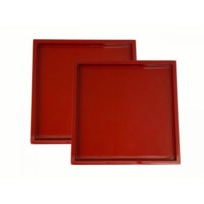 ふるさと納税 海南市 正角トレー2枚組/赤