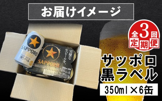【定期便：全3回】サッポロ黒ラベル 350ml×6缶