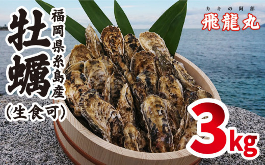 
福吉 の 牡蠣 殻付き 生食用 3kg (簡易 ナイフ 付き) 福岡県 糸島産 糸島 / かきの阿部 飛龍丸 [AZB002] 牡蠣 生カキ
