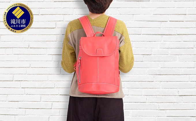 
            牛革　レディースリュック　赤
          