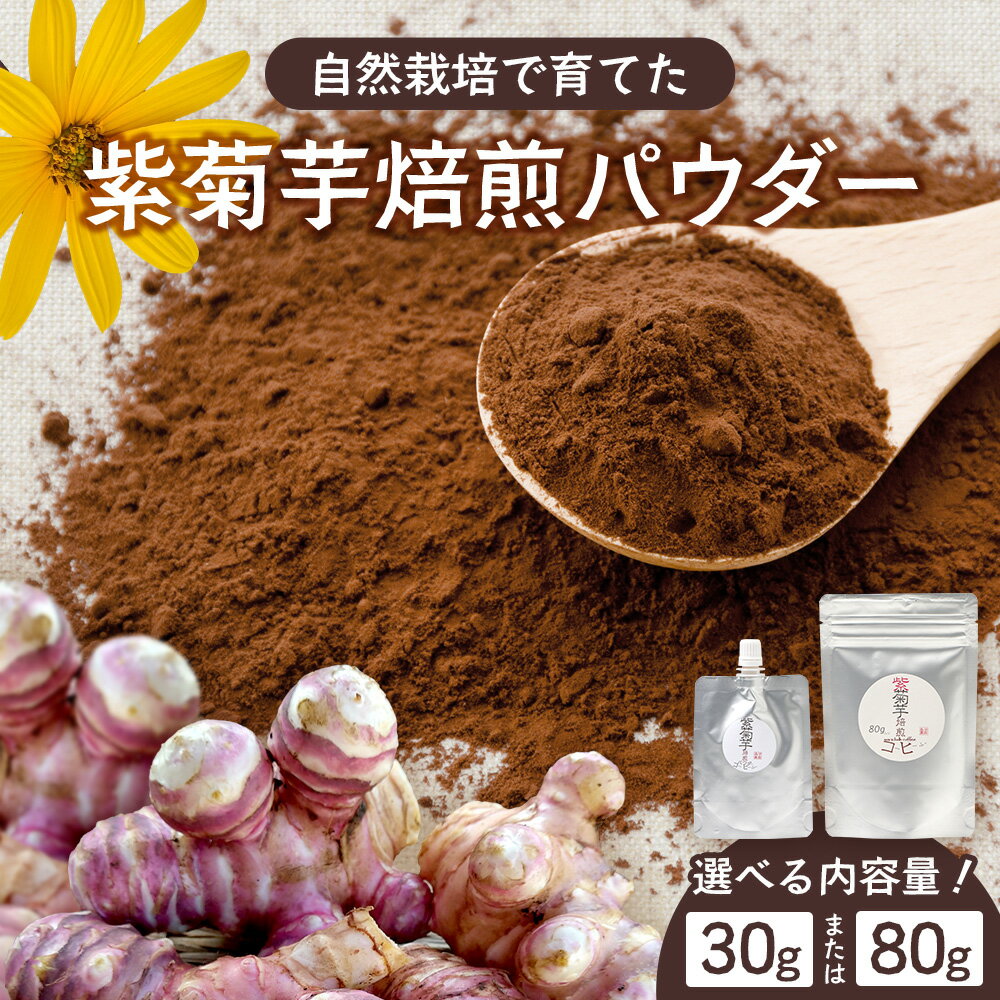 【ふるさと納税】選べる内容量！（30g・80g）紫色菊芋焙煎パウダー｜ コーヒー 菊芋 パウダー ノンカフェイン 野菜茶 きくいも お茶 焙煎 ギフト グルメ お取り寄せ 鹿児島県 南大隅町 島子農園