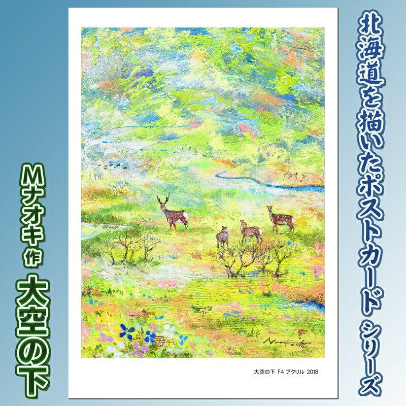 【ふるさと納税】北海道 絵葉書（ハガキ） 贈呈用 大空の下（アクリル画）｜アート アーティスト 1000円 Mナオキオリジナル アート 贈呈用 記念品 返礼品 インテリア 壁掛け 風景画 風景写真 作品 北海道 釧路町 釧路超 特産品 br09
