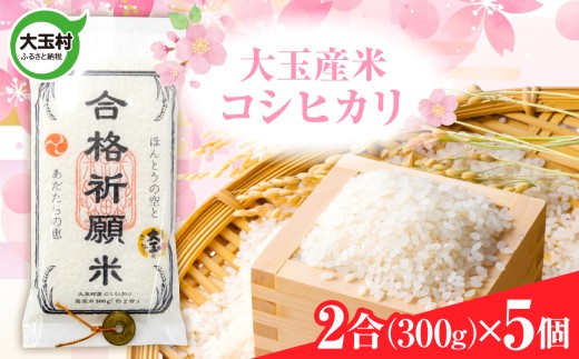 【令和7年産】 合格祈願米 コシヒカリ 真空米 2合 ( 300g )× 5個 受験 御利益 合格 ご祈祷 願掛け【as-skgk05-R7】