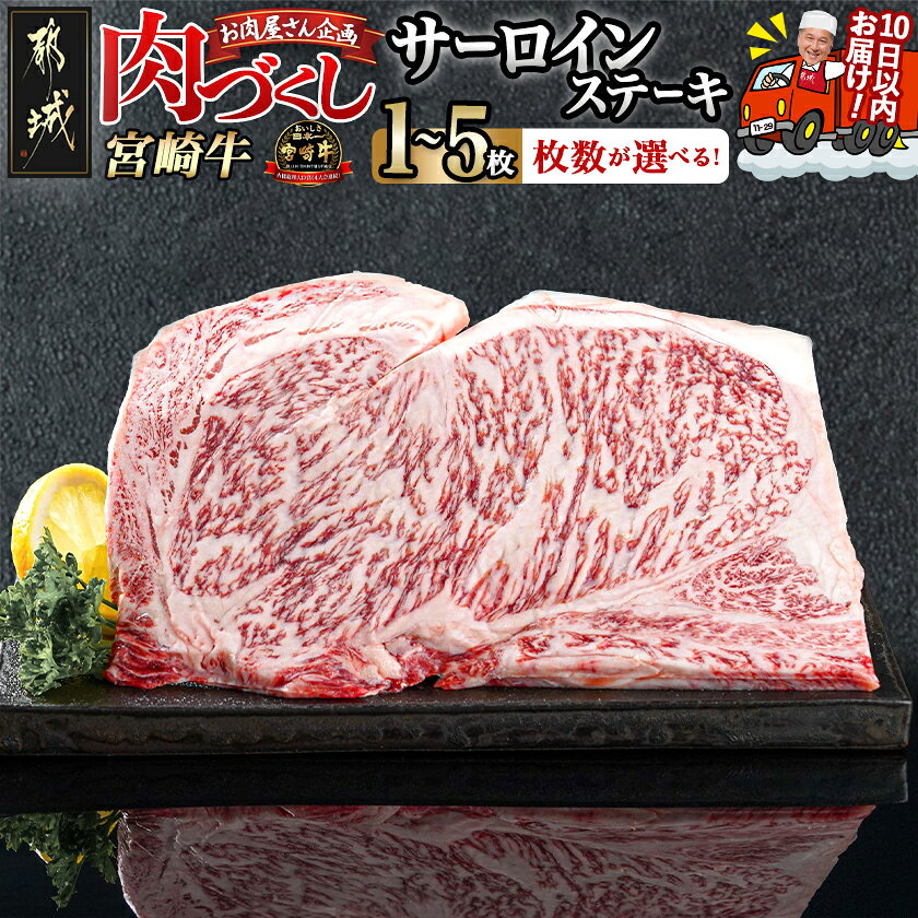 【ふるさと納税】【枚数が選べる！】【肉づくし都城】宮崎牛サーロインステーキ【200g】 - 200g 1枚/2枚/3枚/4枚/5枚 ステーキ肉 A5 冷凍 牛ステーキ ビーフステーキ お肉 ステーキ用 牛肉 送料無料 SKU-0101 【宮崎県都城市】