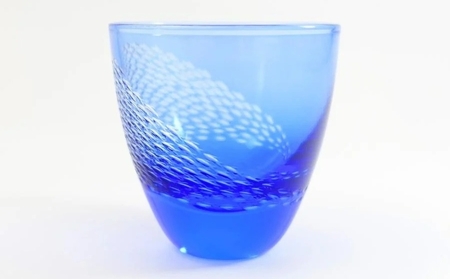 浅草切子 aquatic「回遊展開青藍 冷酒杯」