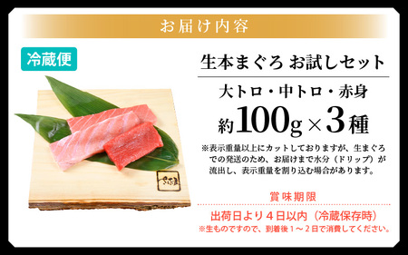 まぐろの王様！生本マグロ！まぐろ三昧おためしセット合計約300g（赤身・中トロ・大トロ各約100g） [e04-a083] 本まぐろ 本マグロ まぐろ マグロ 鮪