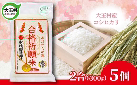 【令和6年産】 合格祈願米 コシヒカリ 真空米 2合 ( 300g )× 5個 受験 御利益 合格 ご祈祷 願掛け【as-skgk05-R6】 