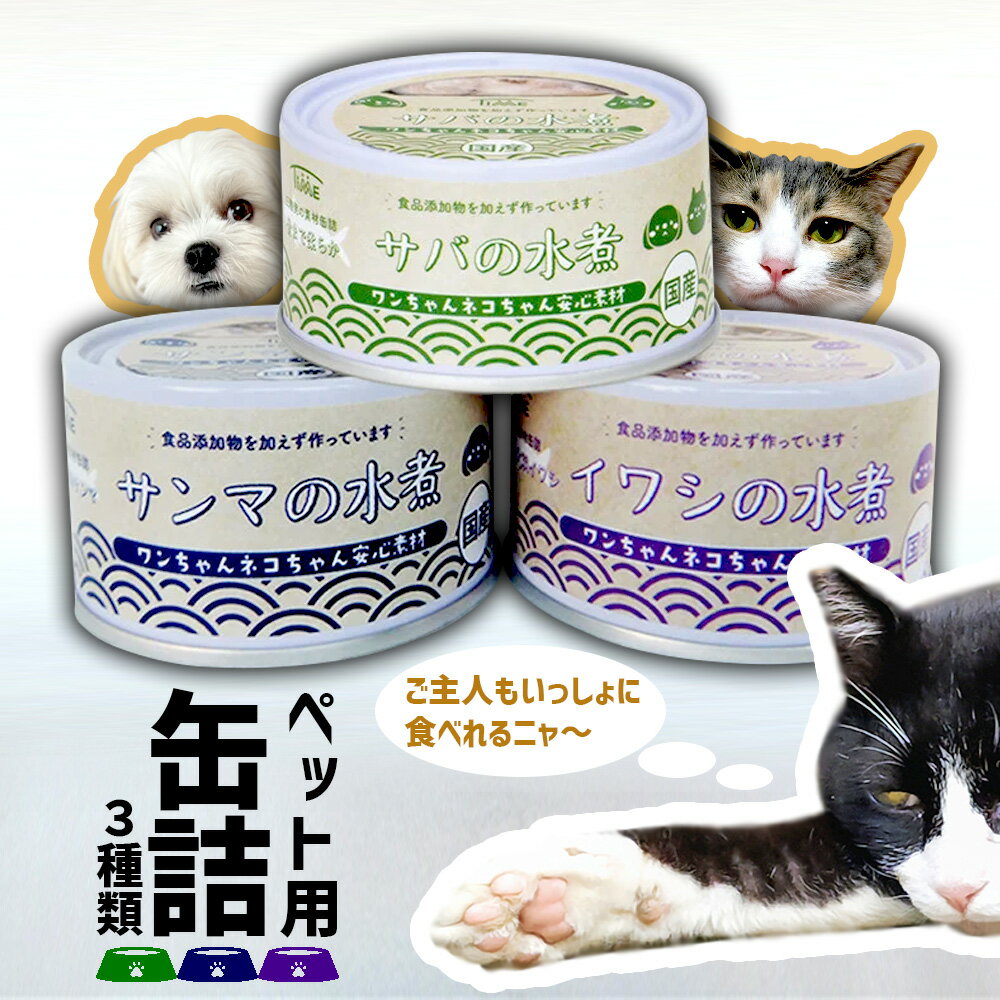 【ふるさと納税】ペット用 缶詰 水煮 ( サバ ／ いわし ／ さんま ) 無添加 3種 詰め合わせ 【 無添加 無着色 国産 安心 ペット用缶詰 ペットフード 犬 猫 ドッグフード キャットフード サバ イワシ サンマ タイム缶詰 和尚印 】