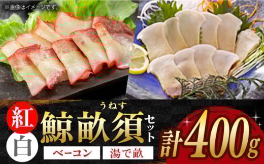 紅白・鯨畝須セット 約200g×2パック 約400g 長崎県/中島（鯨）商店 [42ABAK002] ベーコン 刺身 冷凍 ブロック 鯨 ごちそう
