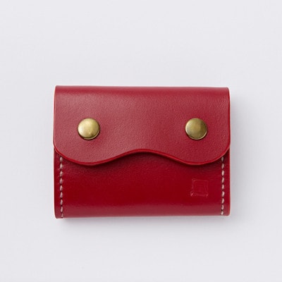 【ちっこくても使い易いミニ財布no.3】右利き用　かわいい赤革　多機能Boxタイプ　手縫い【1692337】