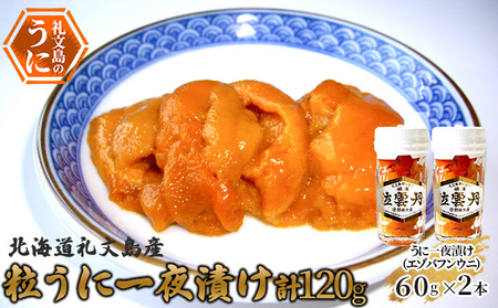 うに 礼文島産 粒うに一夜漬け エゾバフンウニ うに【60g×2本】
