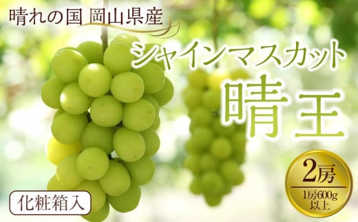 岡山県産　シャインマスカット『晴王』2房 (1房600g以上) 化粧箱入り
