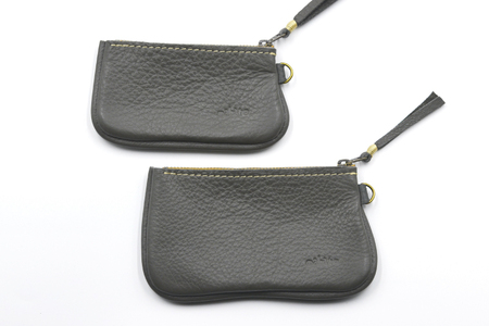 益子の革工房maharoのファスナーコインケース・カードケースセット　ダークグレー｜栃木県 益子町 ふるさと納税 コインケース カードケース 2個セット 牛革 手作り（AX133-5）