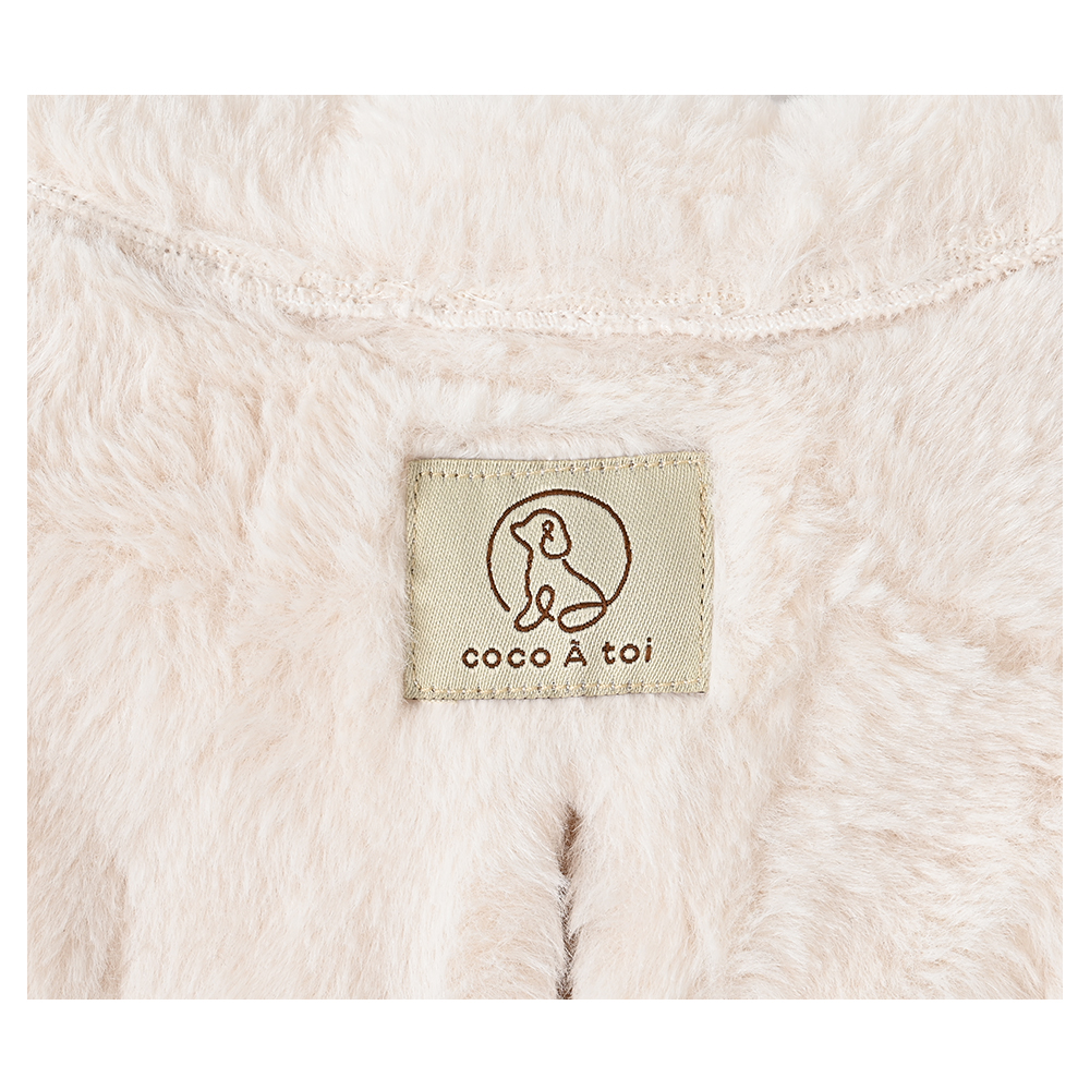 ツイード調リボン付ファーコート ホワイト (S) 犬服 ドッグウェア 【ココアトワ(cocoAtoi)】