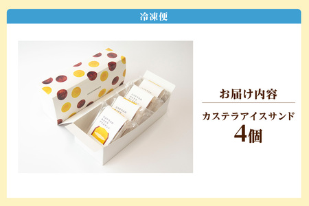 ココテラスのカステラアイスサンド（4個） 洋菓子 和菓子 焼き菓子 北海道産 バニラ アイス アイスクリーム アイスサンド カステラ 子どものおやつ おやつ 卵 ティータイム ギフト 手土産 こだわり
