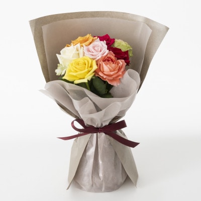 ホシファーム　届いた姿でそのまま飾れるスタンディング薔薇ブーケ　カラフル8本【配送不可地域：離島・北海道・沖縄県】