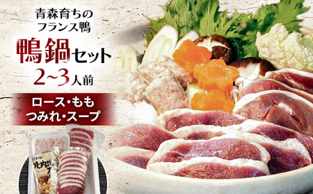 鴨鍋セット 2～3人前(ロース150g・もも150g・つみれ200g・スープ200g)_肉 鴨肉  かも カモ ダック  惣菜・加工品 肉 鍋 なべ ナベ_【配送不可地域：離島】【1146821】