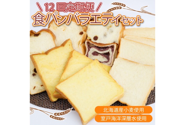 【定期便 年12回】食パンバラエティセット 【室戸海洋深層水仕込み】 食パン ぱん 朝食 ギフト 定期便 人気 食事用パン おやつ レーズン ぶどう ドライフルーツ かぼちゃ あんこ セット バラエティ