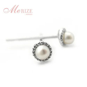 ピアス 天然 ベビー パール ペア ミル打ち スタッド ダブルロックキャッチ【K10WG】P-128（KRP）D-1412