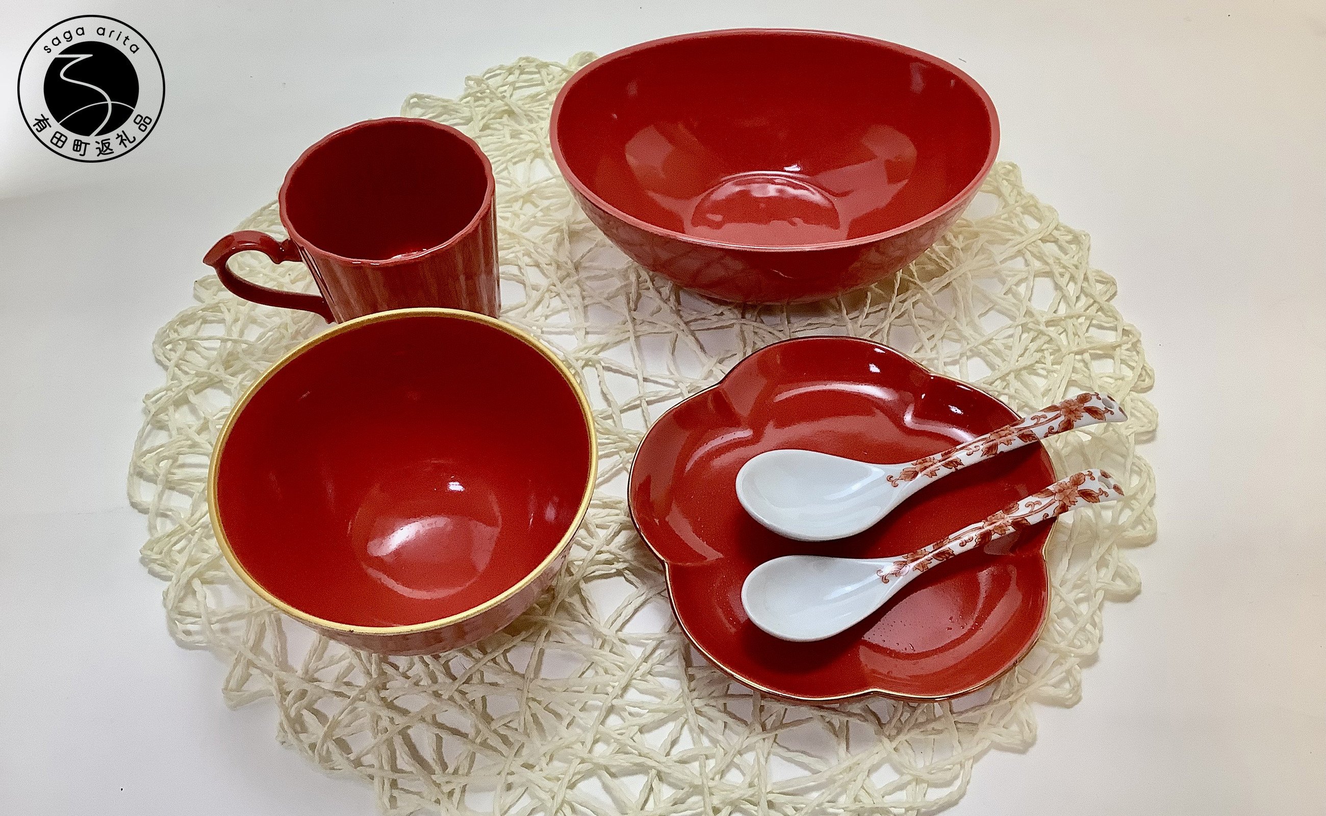 
            【アウトレット】有田焼 華やか 赤釉 6点 セット【 幸楽窯 / YUIKA Lab 】アウトレット 訳あり 食器 器 うつわ 楕円ボウル 皿 飯碗 コップ スプーン A25-553
          