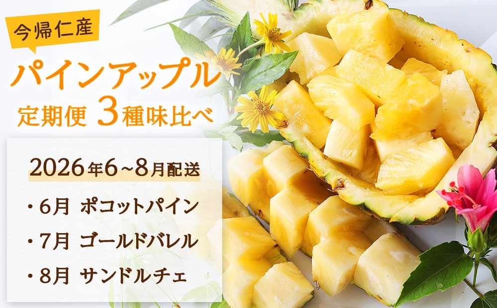 
            【定期便　限定100セット】今帰仁産パインアップル3種味比べセット【2026年6月・7月・8月　3回配送】先行予約
          