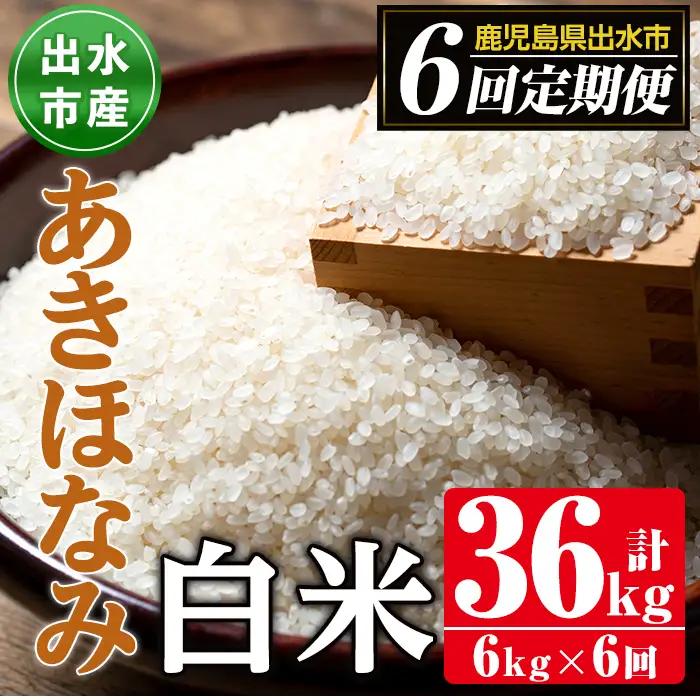 【6回定期便(連続)】鹿児島県 出水市産 あきほなみ 白米 定期便 (3kg×2袋・計6kg)×全6回 【田上商店】 i538