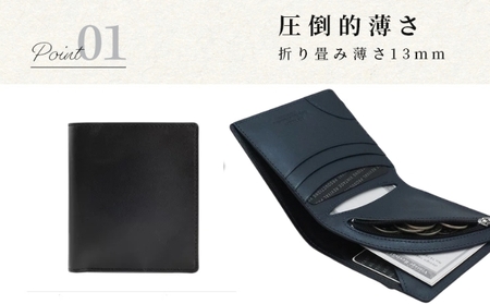 二つ折り財布 R-42 AirWallet tanned leather ブラック 黒 革財布