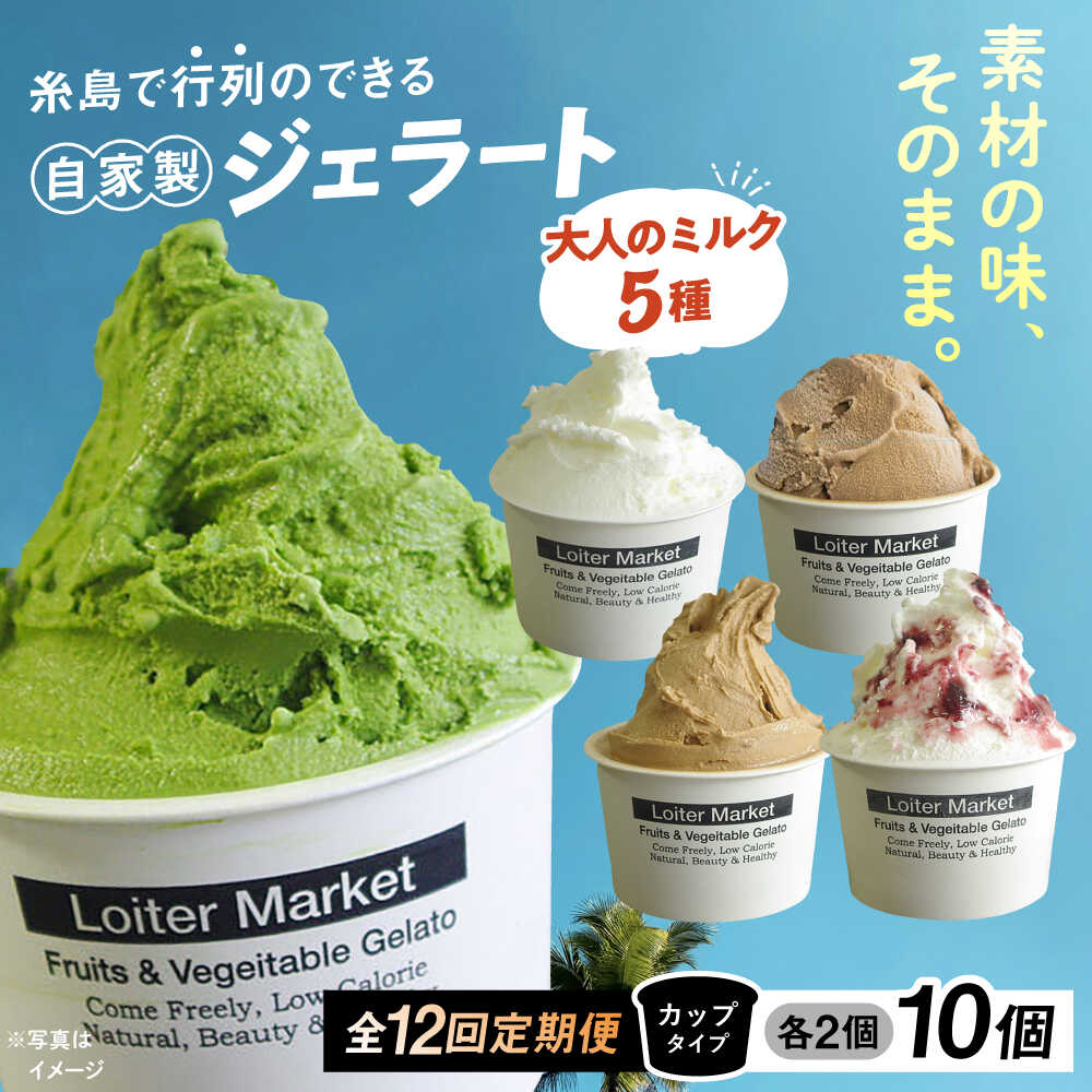 【ふるさと納税】[全12回定期便] アイス10個セット おすすめ 5種類 × 各2個 ( ミルク / 抹茶 / ほうじ茶他 ) ▼ アイス アイスクリーム ジェラート 詰め合わせ 食べ比べ セット 氷 菓子 抹茶アイス 糸島市 / LoiterMarket ロイターマーケット [AGD022]