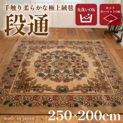 ふるさと納税 橋本市 絨毯 ラグマット 3畳 長方形 250×200 洗える 厚手 キャニオン ベージュ