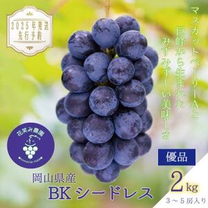 岡山　花笑み農園の『BKシードレス』2kg(3～5房)優品　B-2優【2025年9月中旬～順次発送】【配送不可地域：離島】【1593502】