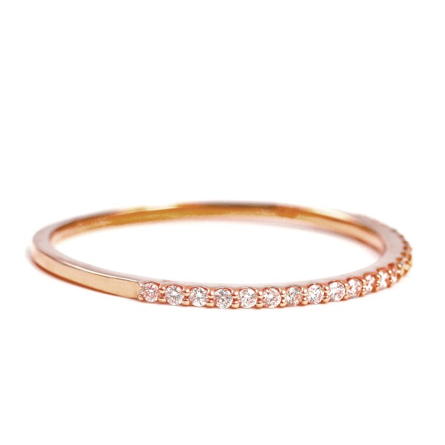 〈 甲府ジュエリー 〉K10PG ダイヤモンド0.08ＣＴ極細リングＲ4004DI-R2