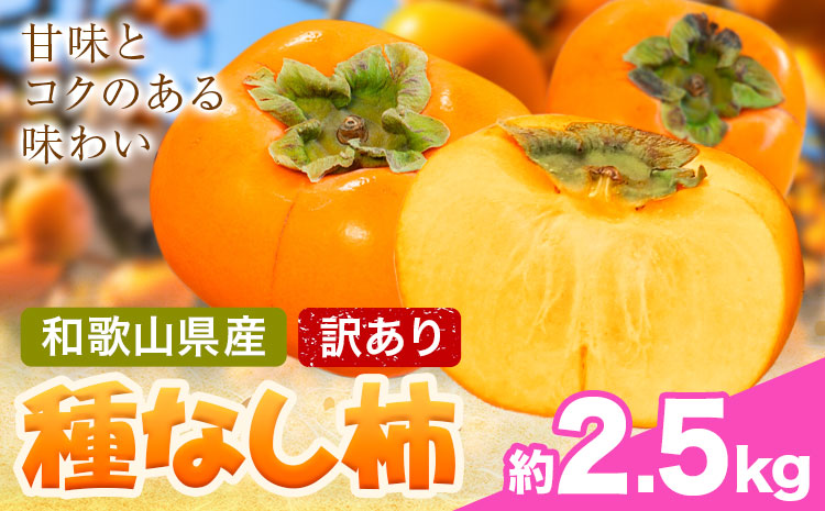 家庭用 種なし柿 約2.5kg 訳あり 池田鹿蔵農園《10月上旬-12月上旬頃出荷》和歌山県 日高町 刀根早生柿 平核無柿 ひらたねなしかき カキ 種なし柿---wsh_idn376_10j12j_2